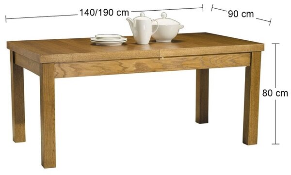 Rozkladací jedálenský stôl Kuba 140/190 - drevo D3