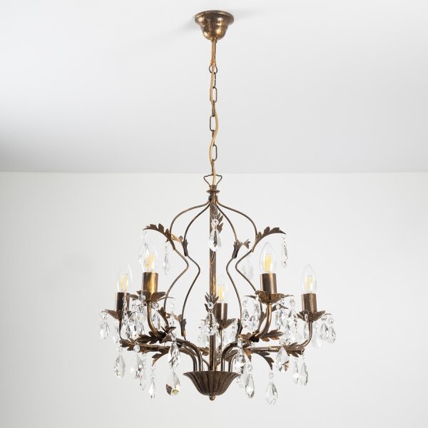 ONLI - Luster na reťazi TERESA 5xE14/6W/230V bronzová