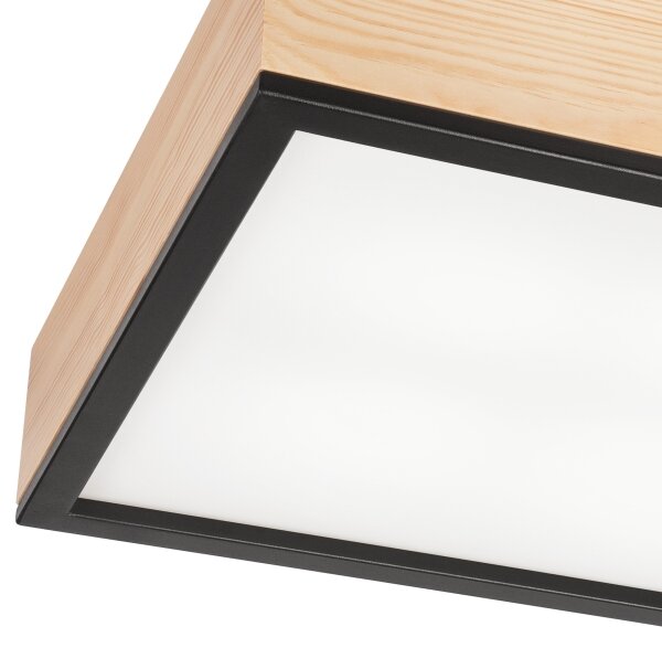 Stropné svietidlo NATURAL SQUARE 4xE27/15W/230V 39x39 cm borovica/čierna