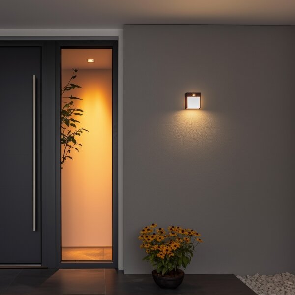 BRILAGI-LED Vonkajšie nástenné svietidlo so senzorom TERNI LED/12W/230V čierna IP44