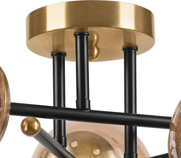 Prisadený luster MALENA 3xE14/5W/230V zlatá/čierna/dymová béžová