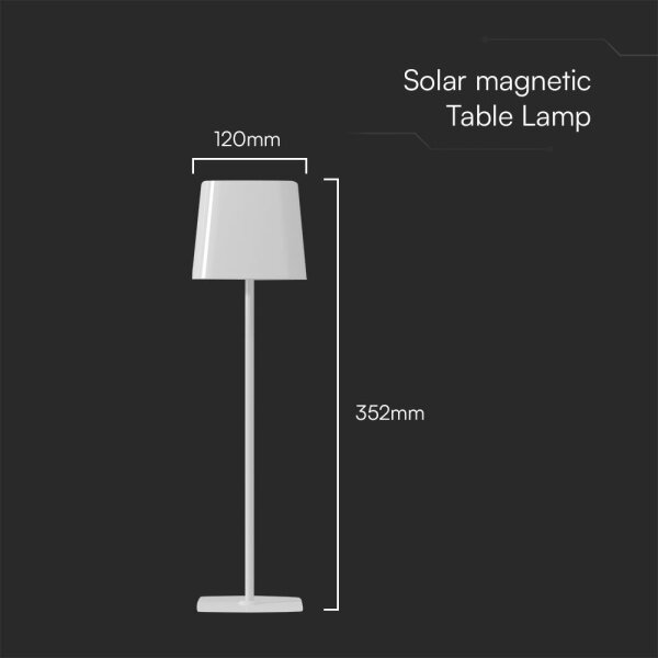 LED Solárna magnetická stolná lampa LED/5W/5V 3000-6000K 3600 mAh IP65 biela