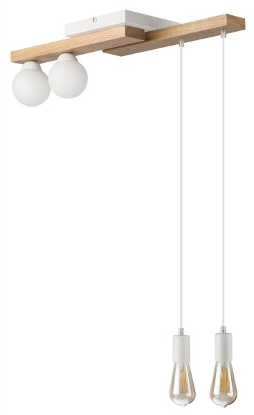 Luster na lanku CORTINA 2xE27/15W/230V + 2xG9/5W/230V biela/dub