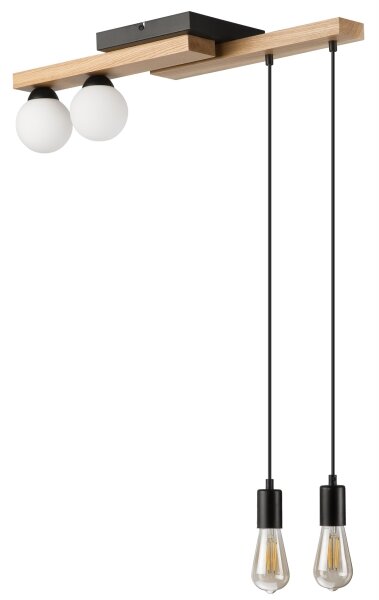 Luster na lanku CORTINA 2xE27/15W/230V + 2xG9/5W/230V čierna/dub