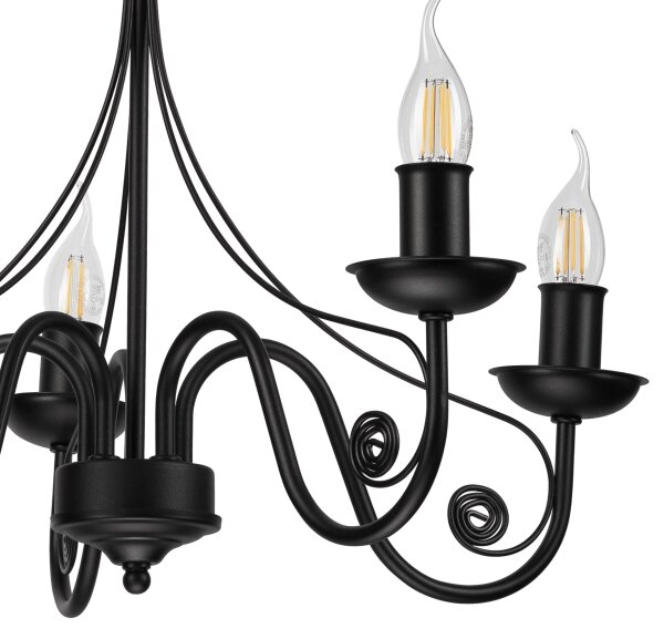 Luster na reťazi DONATO 5xE14/40W/230V čierna