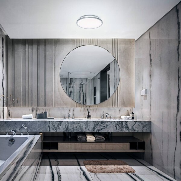 LEDVANCE Bathroom Ceiling stropné LED svetlo chróm, Chrómová / strieborná, Kúpeľňa, Hliník, Moderný, Závesné svietidlo