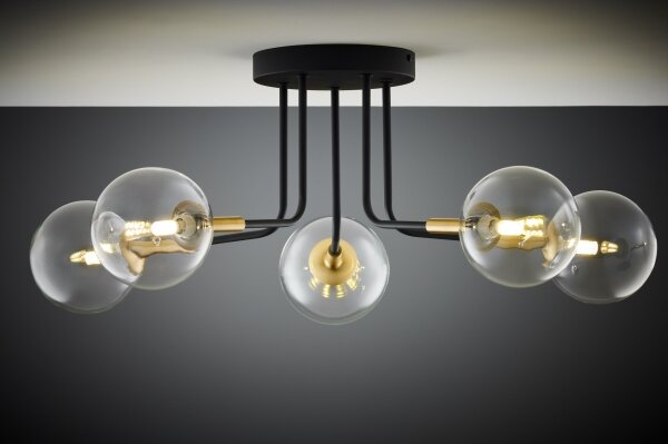 Jupiter 2040 - Luster na tyči BURANO 5xG9/10W/230V čierna/zlatá/číra