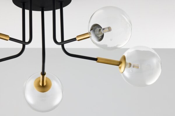 Jupiter 2040 - Luster na tyči BURANO 5xG9/10W/230V čierna/zlatá/číra