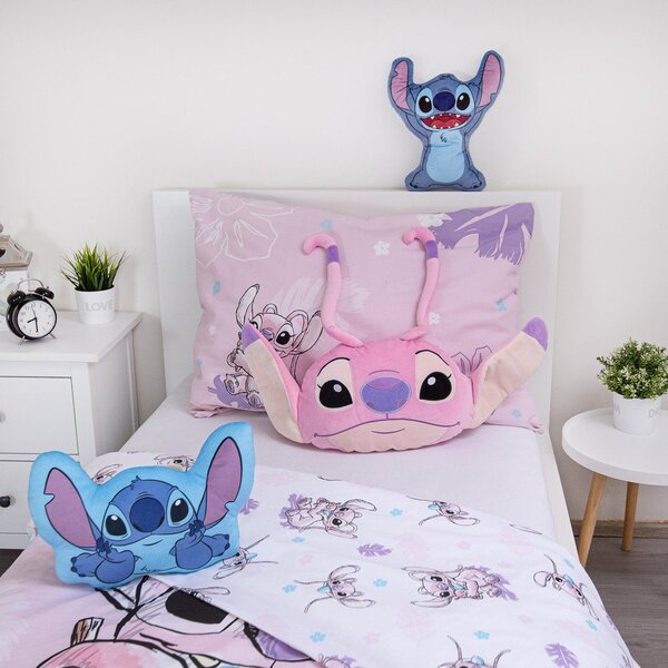 Fleecový detský vankúšik 41x32 cm Lilo and Stitch "Angel Pink" – Jerry Fabrics
