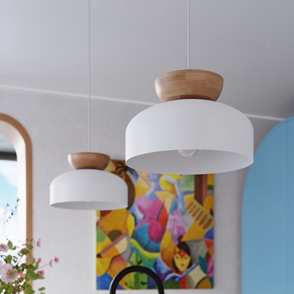 Sollux SL.1350 - Luster na lanku MARION 1xE27/15W/230V pr. 29,5 cm biela