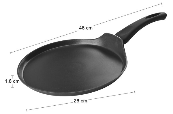 Panvica na palacinky s nepriľnavým povrchom Royal 26 cm - čierna