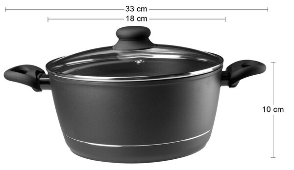 Hrniec so sklenenou pokrievkou Royal 1,7 l - čierna