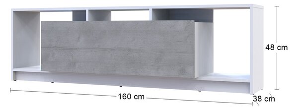 TV stolík Ulfet U1 - biela / betón