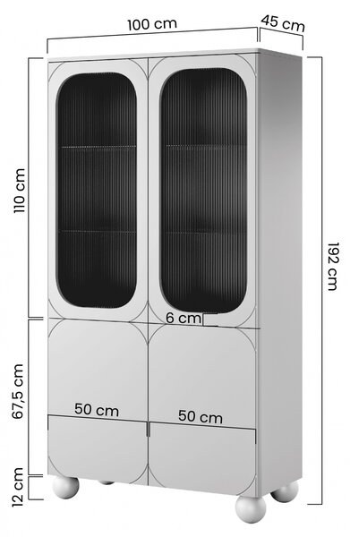 Vitrína Sonatia II do obývačky 100 cm - kašmírová