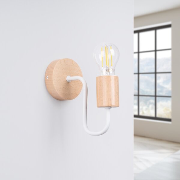 Sollux SL.1664 - Nástenná lampa TIMBO 1xE27/15W/230V biela/béžová/buk