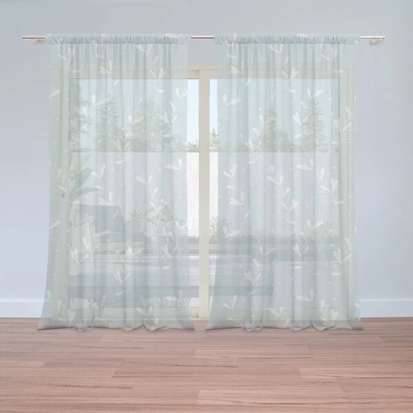 Sablio Záclony Biele lístky: 2ks 150x250cm