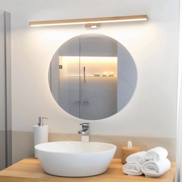 Brilagi-LED Kúpeľňové osvetlenie zrkadla WOODY MIRROR LED/15W/230V IP44 dub/chróm