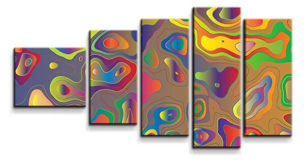 Sablio Obraz - 5-dílný Farebné škvrny - 100x60 cm