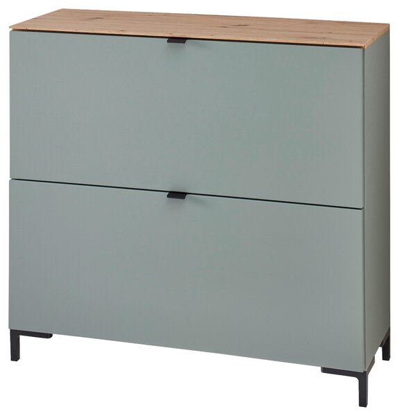 VÝKLOPNÁ SKRINKA NA TOPÁNKY, šalviovozelená, dub artisan, 100/84/37 cm Voleo - Skrine, regály & police na topánky