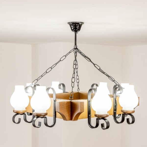 Brilagi - Luster na reťazi QUEEN 8xE14/40W/230V buk/orech