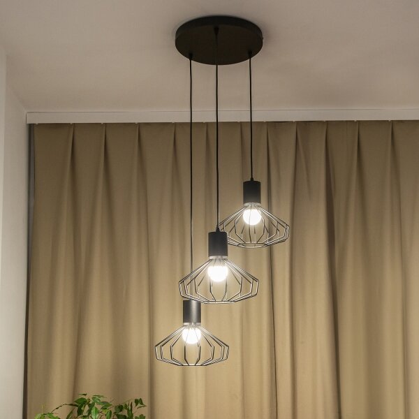 Luster na lanku SOLANO 3xE27/15W/230V čierna/lesklý chróm