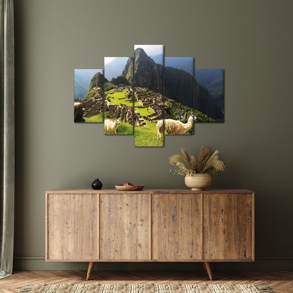 Obraz - Lamy v Machu Picchu (150x105 cm)
