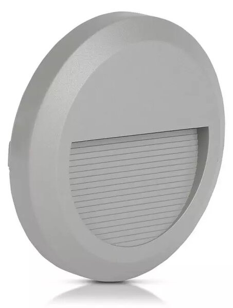 V-TAC Sivé okrúhle LED svietidlo na schody 2W IP65, Teplá biela 2500 - 3000K