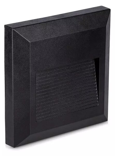 V-TAC Čierne hranaté LED svietidlo na schody 2W IP65, Neutrálna biela 4000 - 4500K