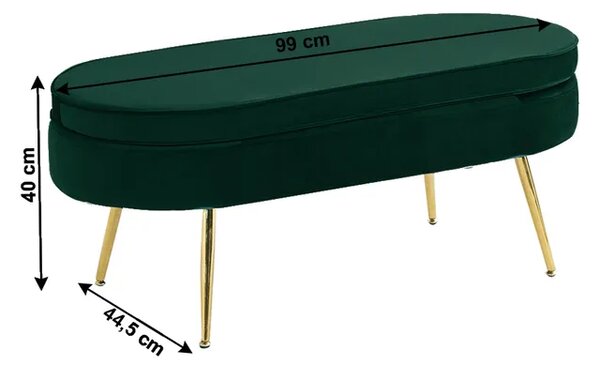 KONDELA Luxusný taburet, smaragdová Velvet látka/chróm zlatý, Art-deco, NOBLIN TYP 2