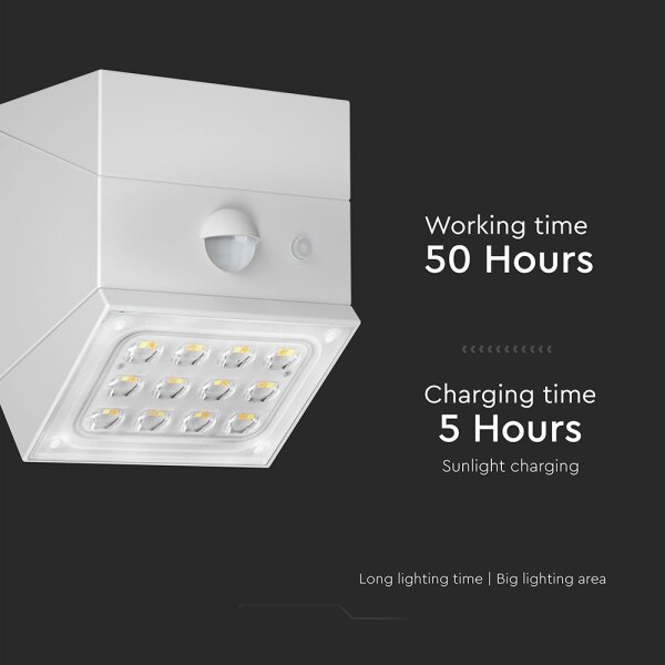 LED nástenné solárne svietidlo so senzorom LED/2,5W/3,7V IP65 1200 mAh biele