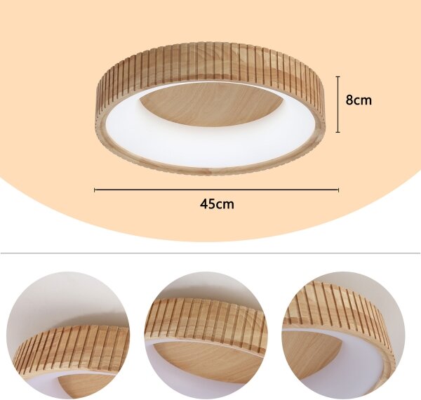 Brilagi - LED stropné svietidlo FALCON WOOD MODERN LED/30W/230V pr. 45 cm drevo