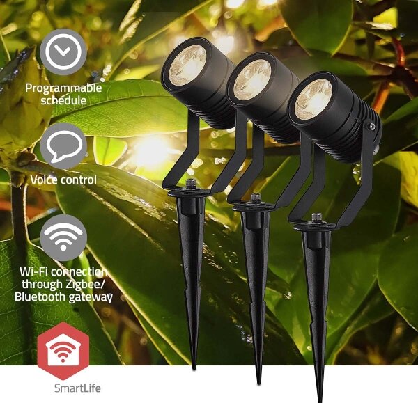 Nedis ZBLOS10RGBW3-SADA 3x LED RGBW stmievateľné vonkajšie svietidlo LED/3W/230V IP65 Wi-Fi Tuya
