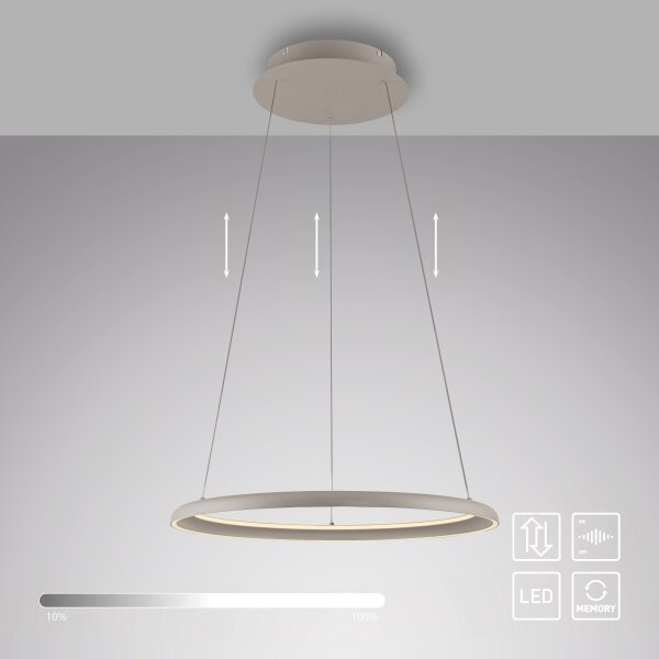 Schöner Wohnen 15570-39-LED stmievateľné závesné svietidlo na lanku QUILLO LED/36W/230V, priemer 60 cm, sivé