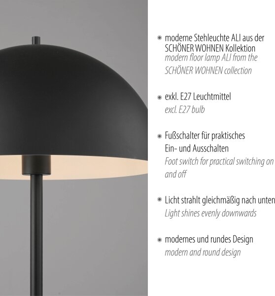Schöner Wohnen 11727-18 - Stojacia lampa ALI 1xE27/25W/230V čierna