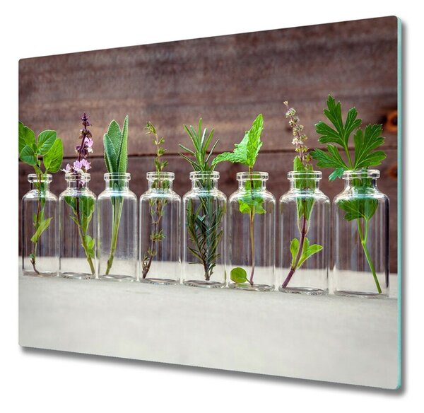 Sklenená doska na krájanie Rastliny v pohároch 60x52 cm