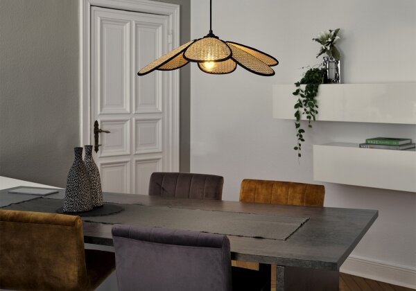 Osram - Závesný luster na lane DECOR RATTAN 1xE27/15W/230V pr. 58 cm béžová/čierna