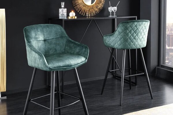 Invicta Interior - Dizajnová barová stolička EUPHORIA, benzínová, zamat