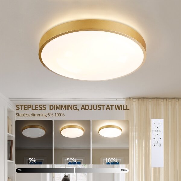 Brilagi - Stmievateľné LED svietidlo GLASS POOL DOUBLE LED/48W/230V 40 cm zlaté + diaľkové ovládanie