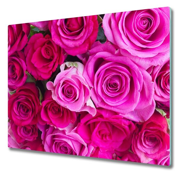 Sklenená doska na krájanie Buket ružových ruží 60x52 cm
