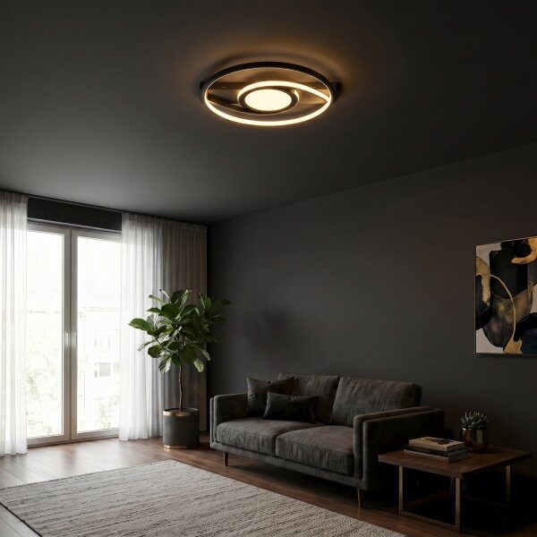 Brilagi - LED stmievateľné stropné svietidlo TWIRL LED/38W/230V čierna + diaľkový ovládač