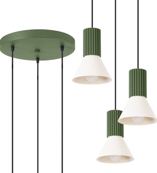 Sollux SL.1873 - Závesné svietidlo s lankom ESTRIA 3xE14/10W/230V priemer 30 cm zelené
