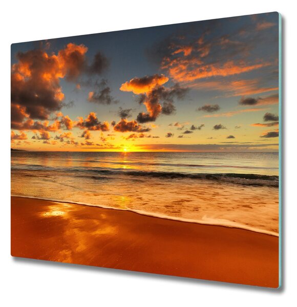 Sklenená doska na krájanie Pláž západu slnka 60x52 cm