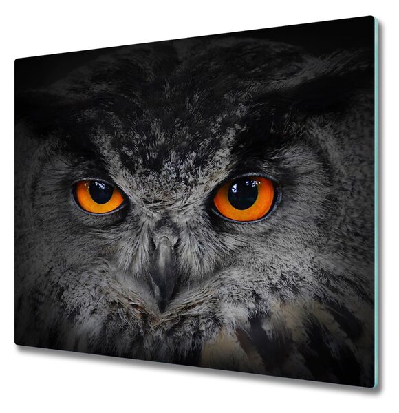 Sklenená doska na krájanie Diabli oči sova 60x52 cm