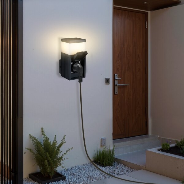 Brilagi - Vonkajšia lampa so zásuvkou SCHUKO PILLAR 1xG9/11W/230V IP44 antracit