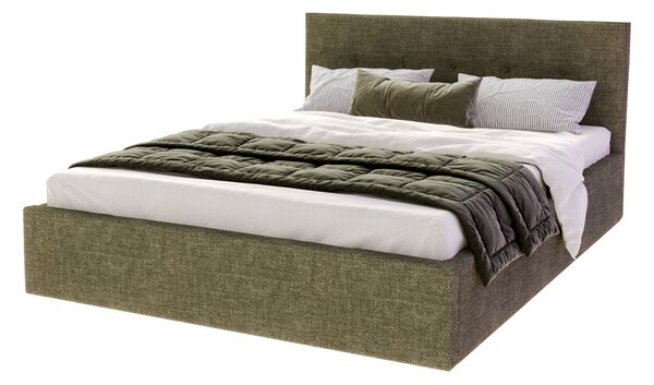 Čalúnená manželská posteľ Stuly s úložným priestorom - zelená Rozmer: 140x200