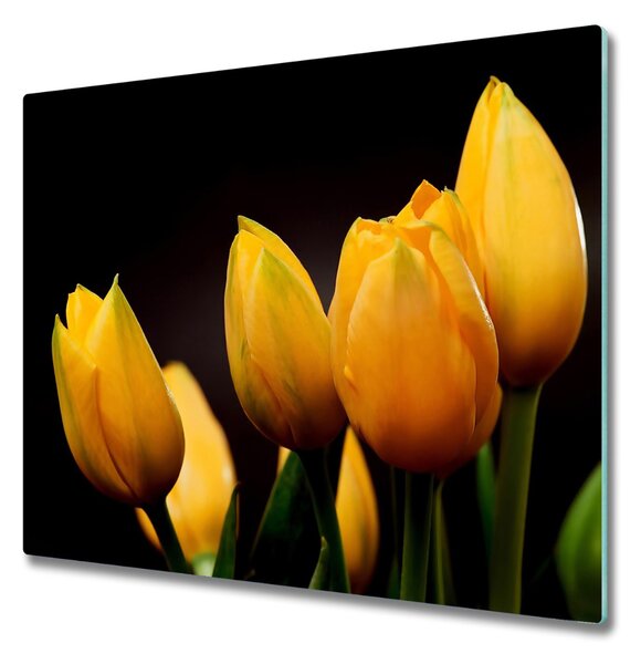 Sklenená doska na krájanie Žlté tulipány 60x52 cm