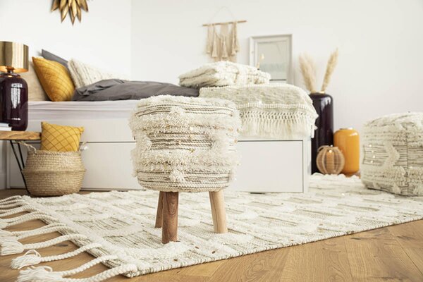 TABURETKA, drevo, textil, 38/50/38 cm - Kreslá, Online Only