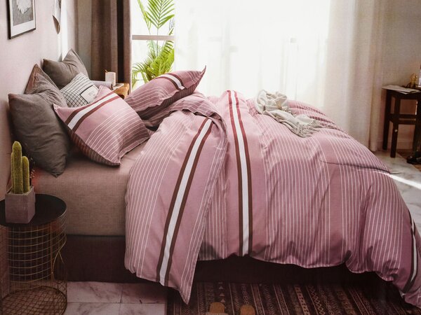 Bavlnené obliečky FEDORA ružové + povlak na vankúšik 40 x 50 cm zadarmo