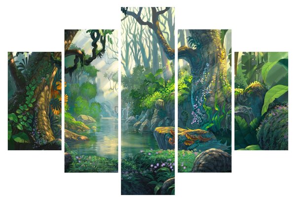 Obraz - Ilustrácia tropického lesa (150x105 cm)