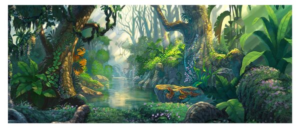 Obraz - Ilustrácia tropického lesa (120x50 cm)